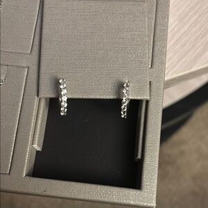 Elegant Silver Hoop Earrings with White Sapphires